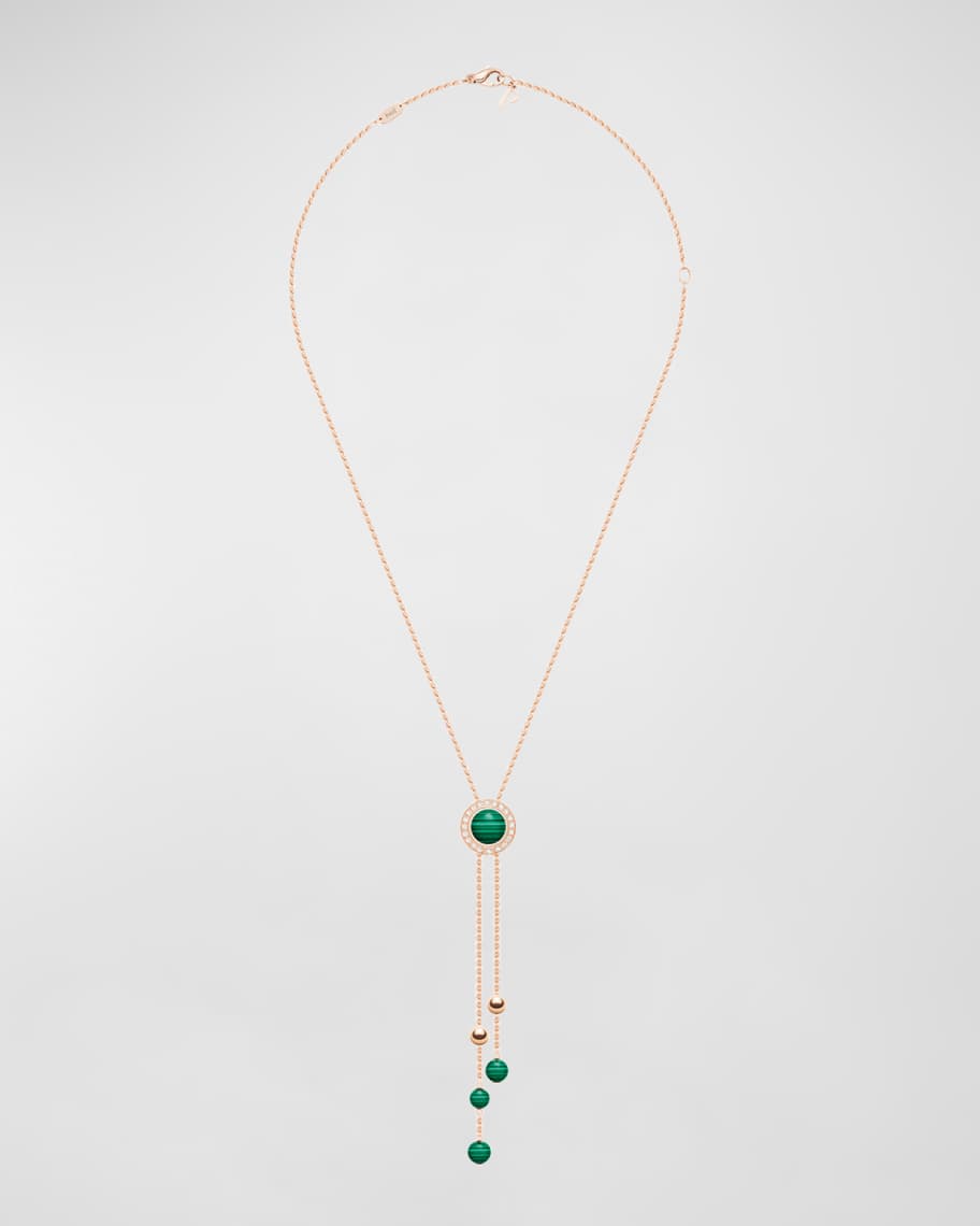 POSSEISSION DIAMOND PINK GOLD MALACHITE NECKLACE