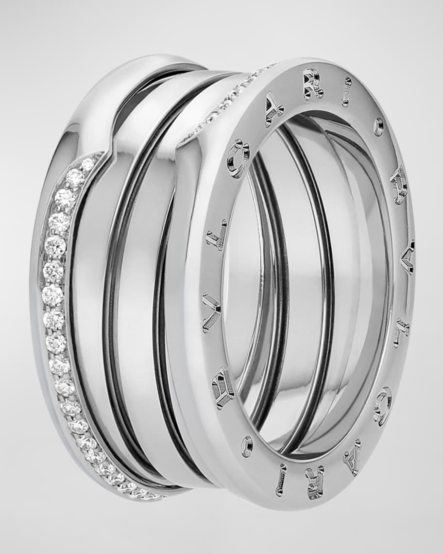 BVLGARI B-zero1 Au750 リング 3バンド サイズ14.5 BVLGARI B.Zero1 White Gold 3-Band Wave Ring with Diamonds