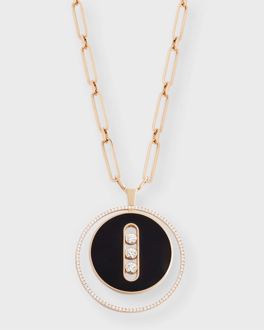 Image 1 of 6: Lucky Move 18K Rose Gold & Onyx Diamond Necklace