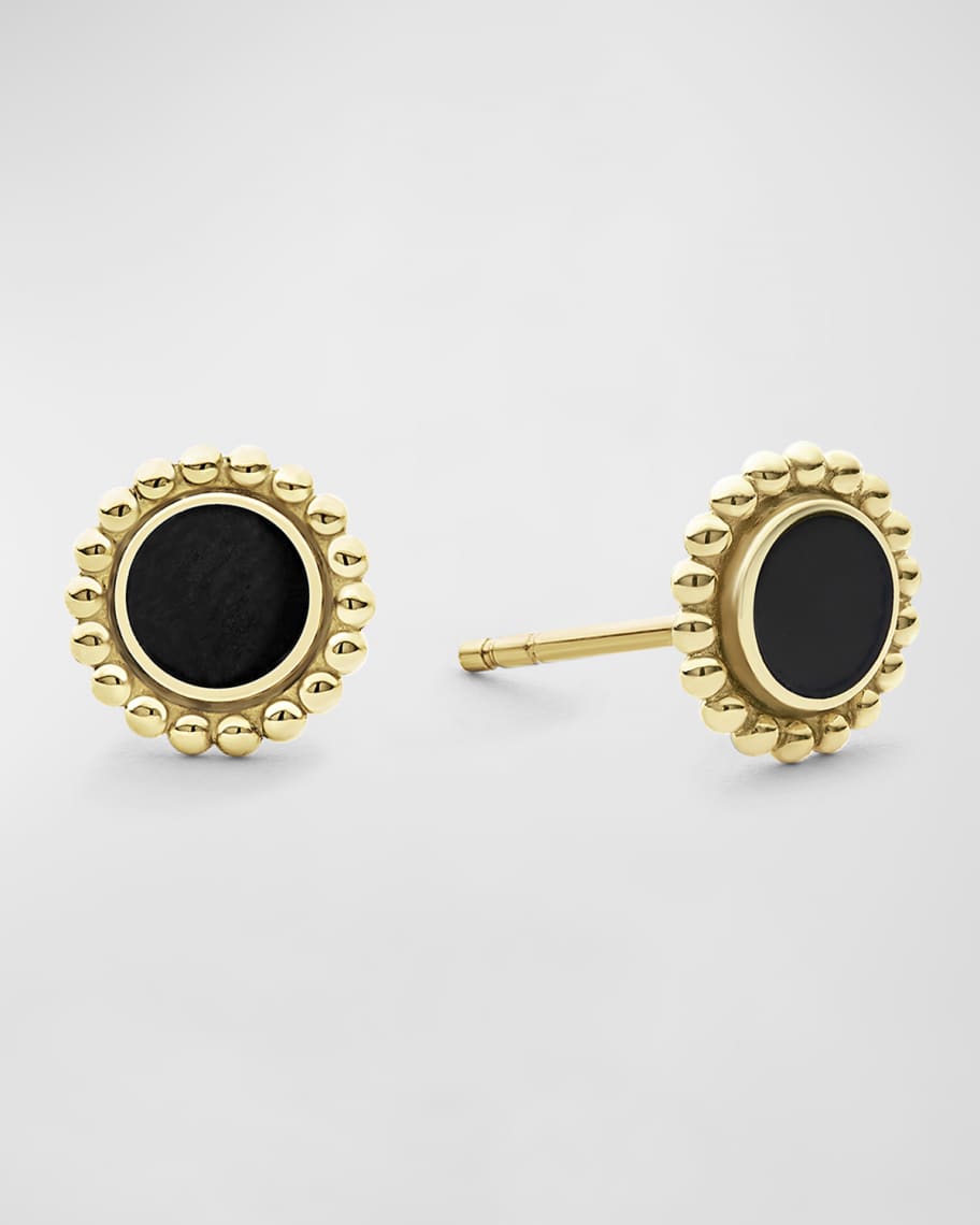 Image 1 of 5: 18k Covet Onyx Round Stud Earrings