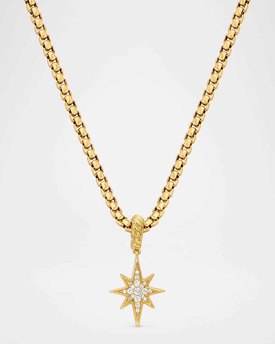 North Star Pendant with Diamonds in 18K Gold, 15mm