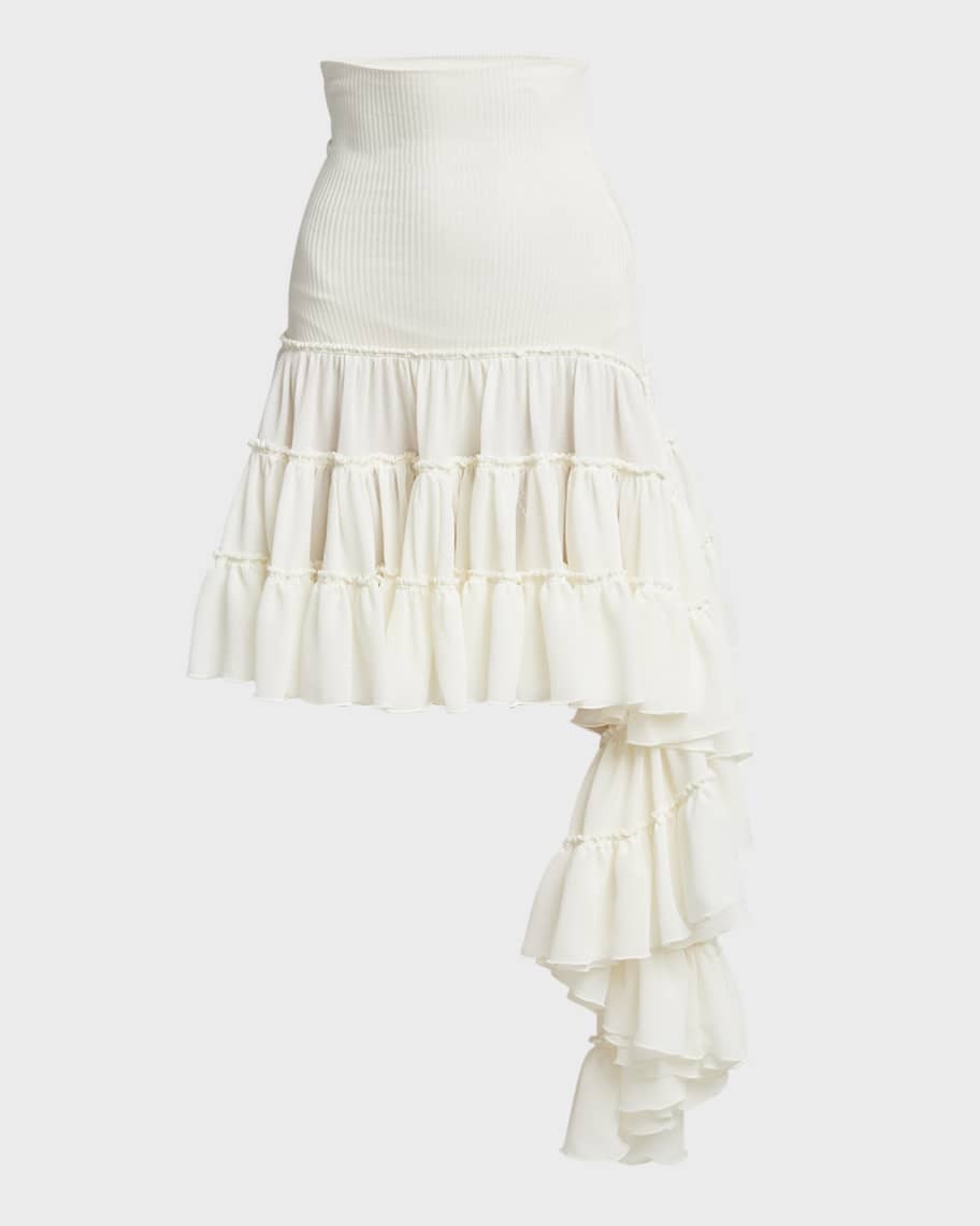 Loewe Ruffled Aysmetric Hem Mini Skirt | Neiman Marcus