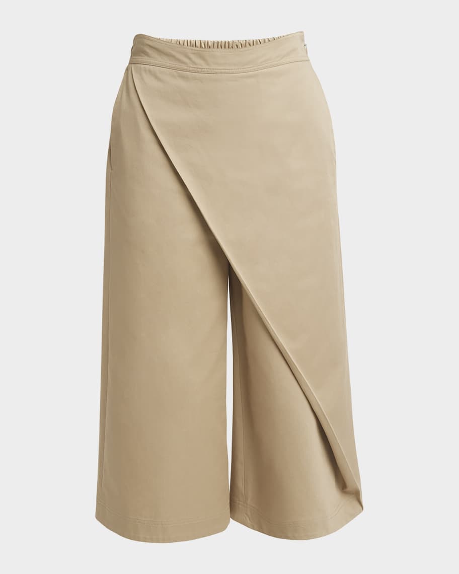 Loewe Cropped Wide-Leg Pants with Draped Detail | Neiman Marcus