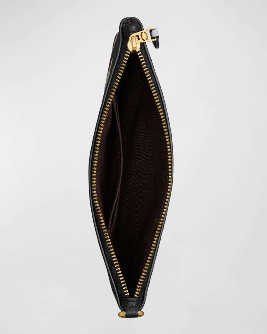 Image 3 of 3: Small Floral-Print Leather Wristlet