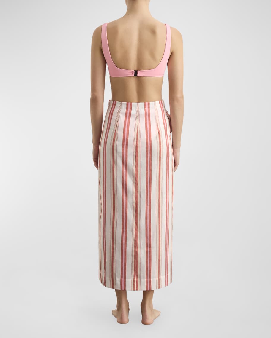 Image 2 of 3: Arezzo Organic Linen Cotton Stripe Maxi Wrap Skirt