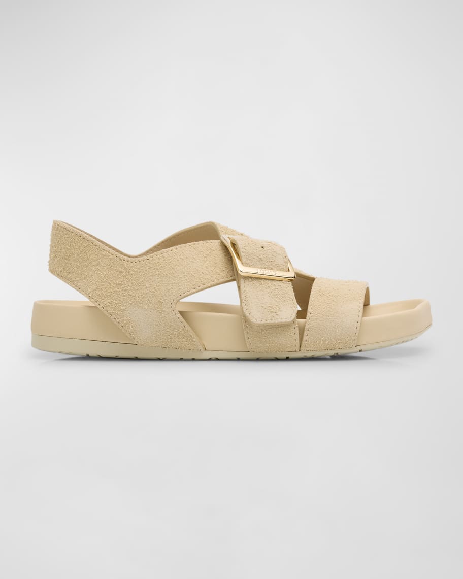 Loewe Ease Suede Toe-Ring Comfort Sandals | Neiman Marcus