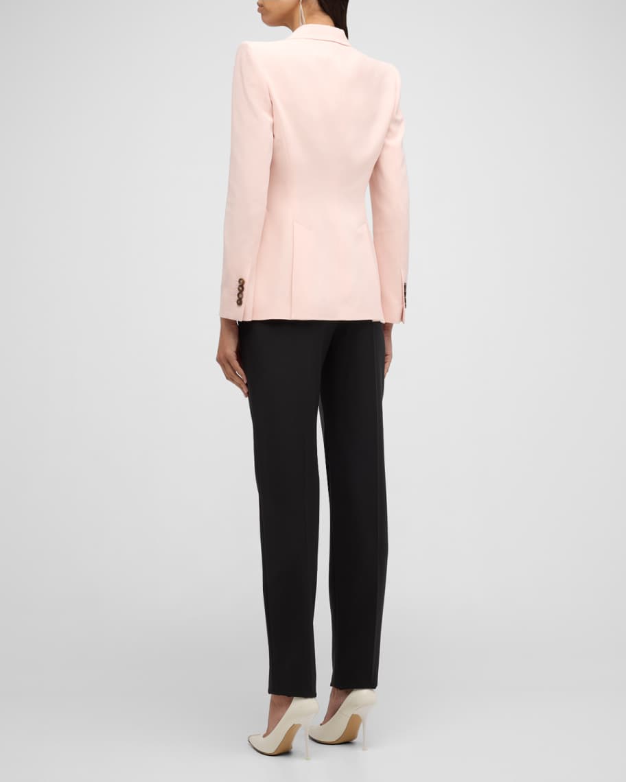 Image 3 of 6: Leaf Crepe Blazer Jacket with Shoulder Slash Detail