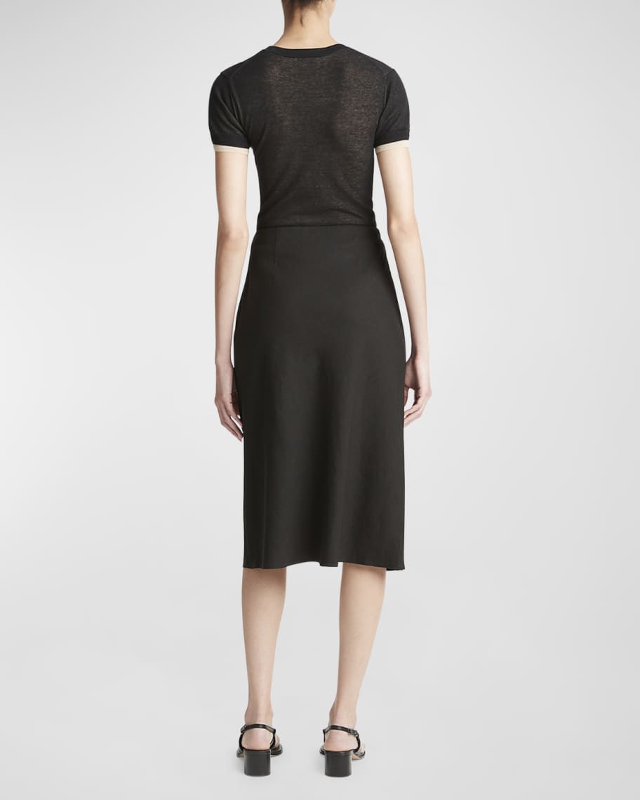 Image 3 of 3: Linen-Blend Midi Slip Skirt