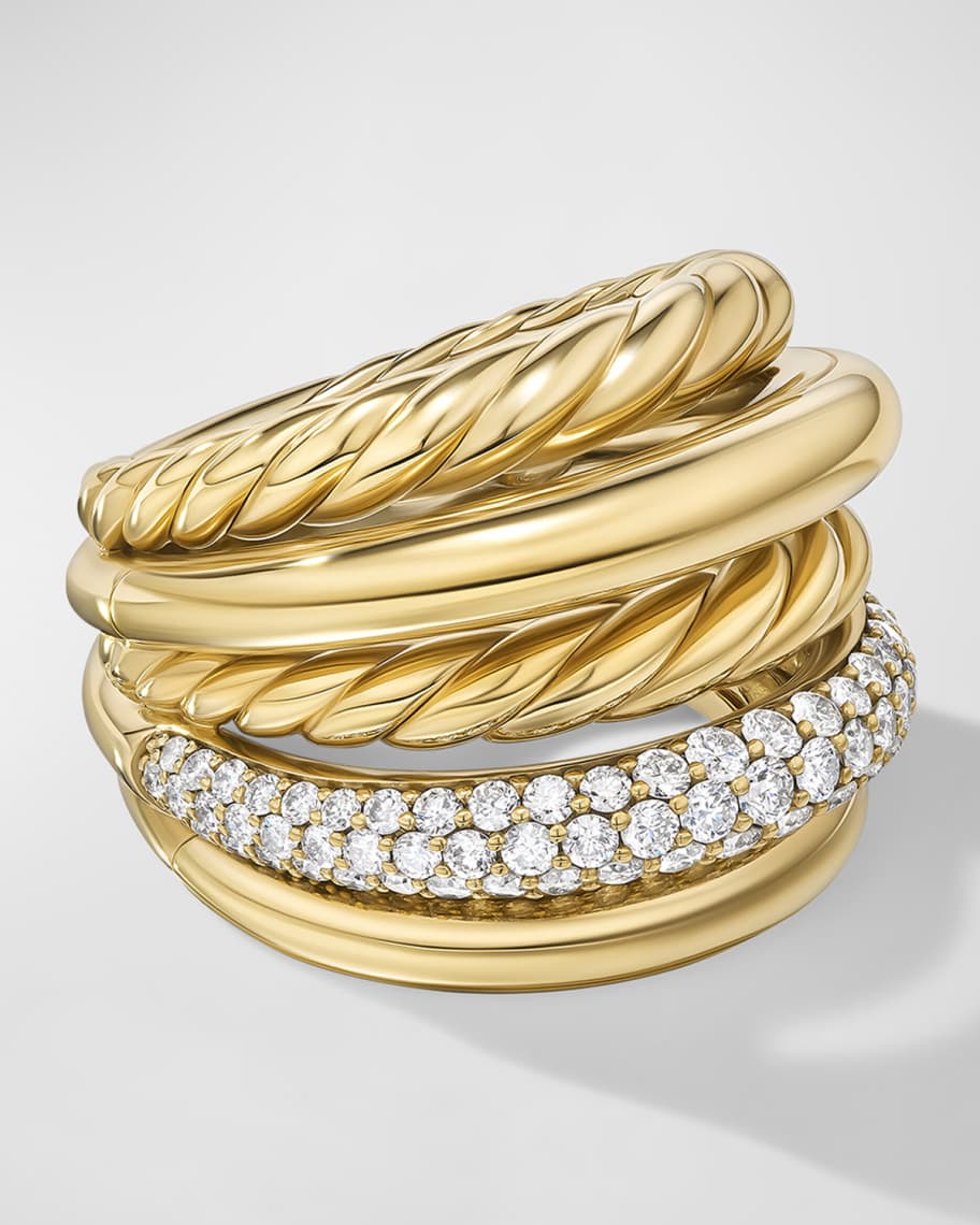 David Yurman DY Mercer Ring with Diamonds in 18K Gold, 21mm