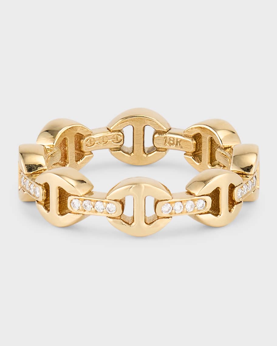 Hoorsenbuhs 18K Yellow Gold Dame Tri-Link Diamond Bridge Ring 