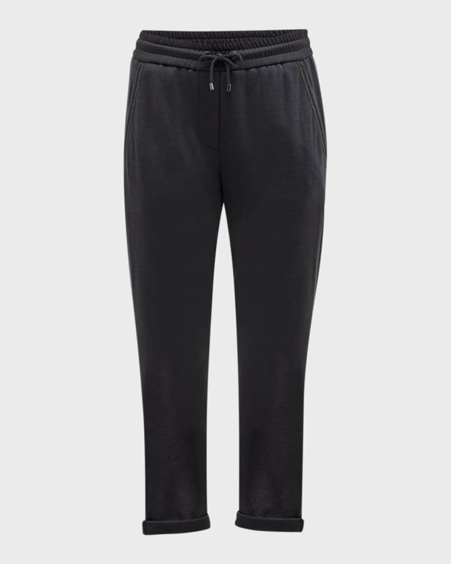 Brunello Cucinelli Cotton Silk Joggers with Monili Pocket