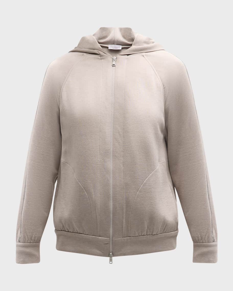 Brunello Cucinelli Monili-Trim Cotton-Silk Zip Hoodie