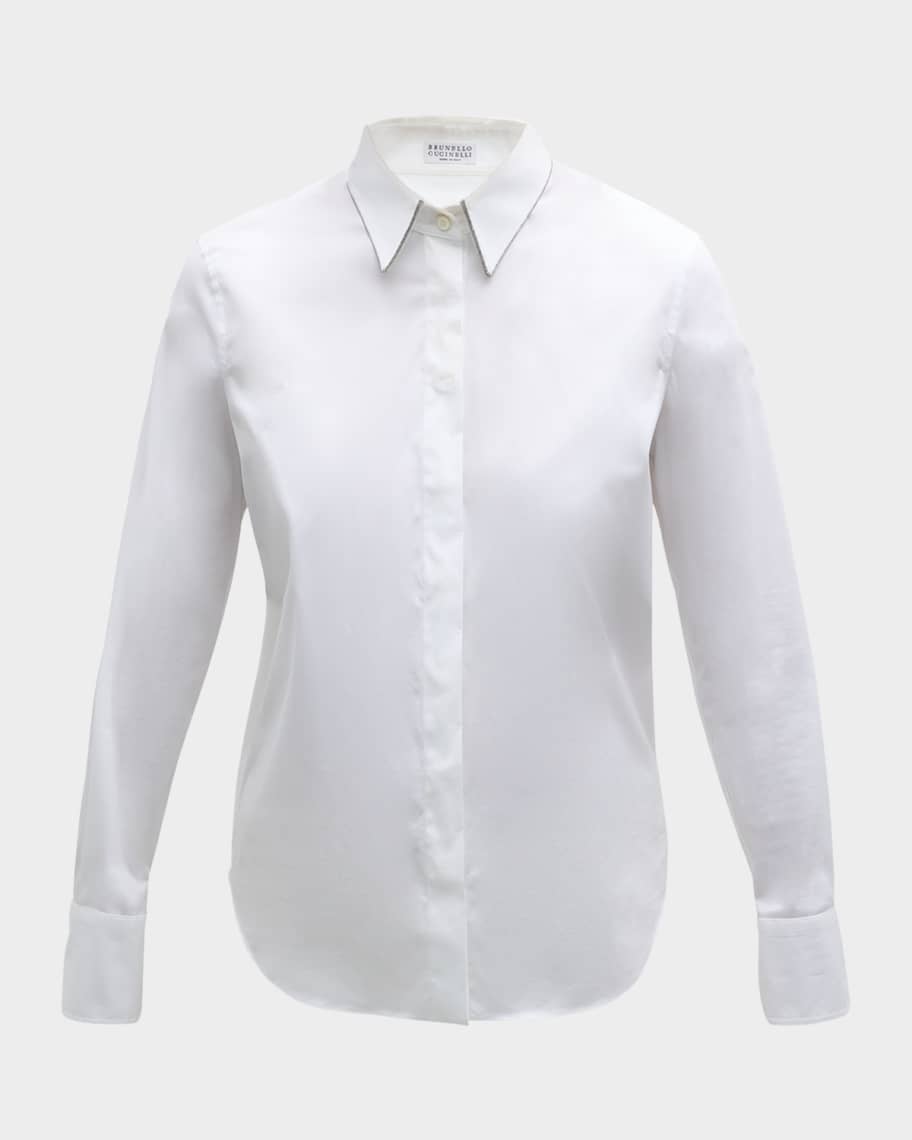 VIP価格.BRUNELLO CUCINELLI TECHNO COTTON CHEMISIER 関税込み Brunello Cucinelli Cotton Poplin Button-Front Top with