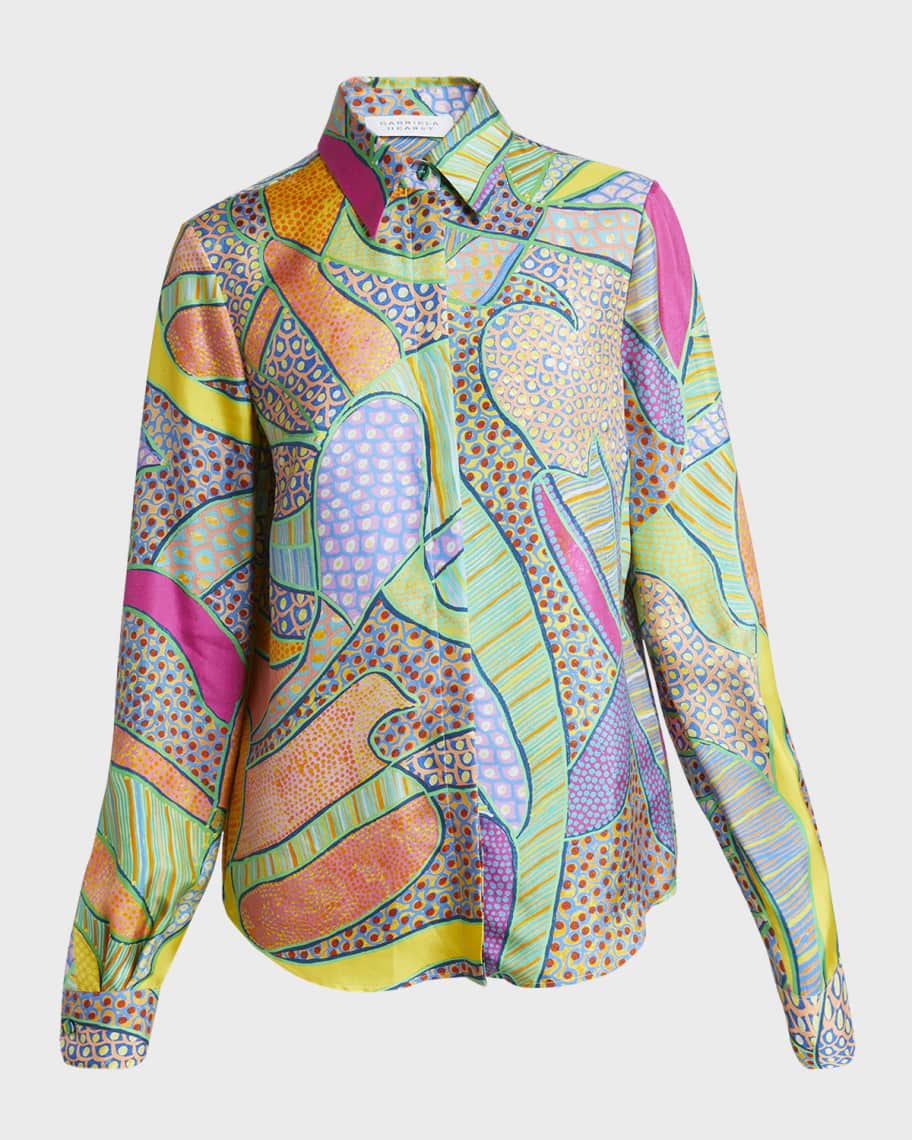 Gabriela Hearst Henri Patterned Button-Front Shirt | Neiman Marcus