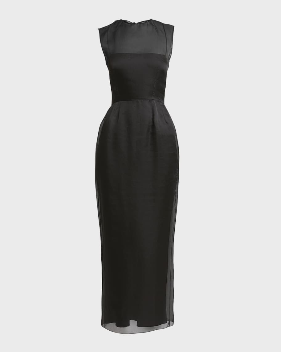 Image 1 of 6: Maslow Sleeveless Sheer Silk Maxi Dress