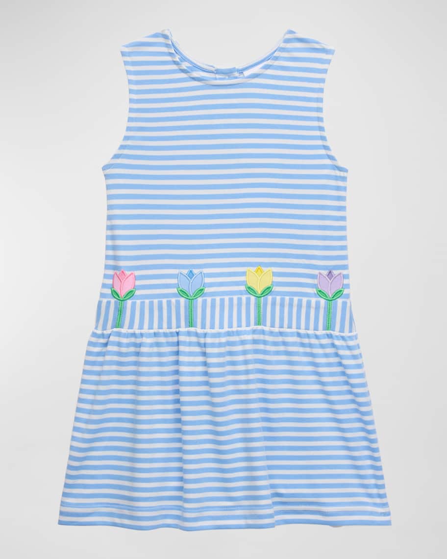 Image 1 of 5: Girl's Tulip Applique Sleeveless Knit Dress, Size 2-6