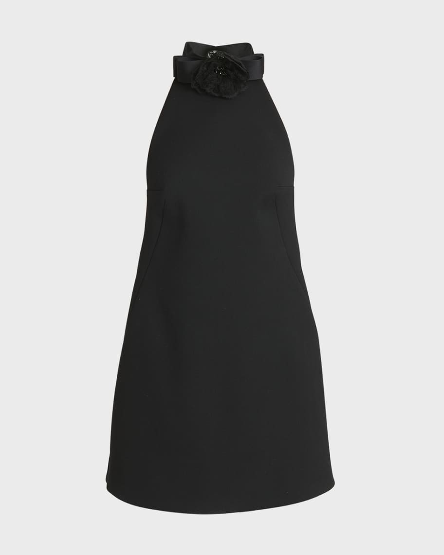Dolce&Gabbana Lana Halter Mini Dress with Floral and Bow Detail ...