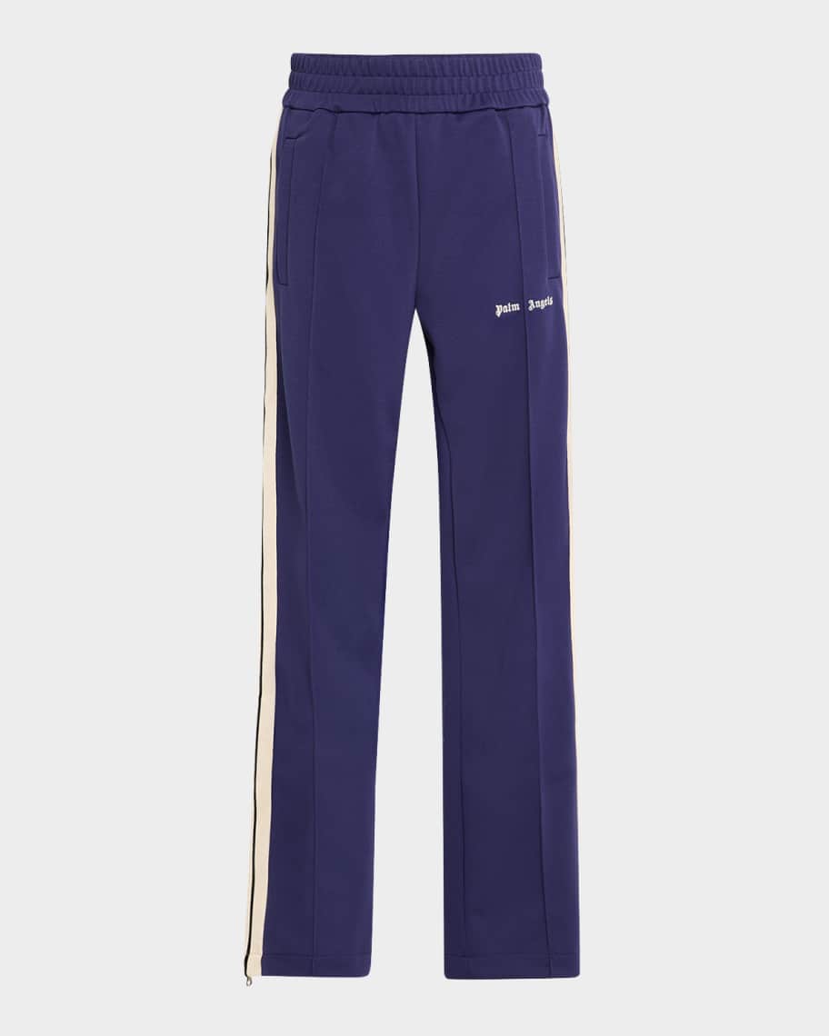 Palm Angels logo print Side Stripe Track Pants Blue