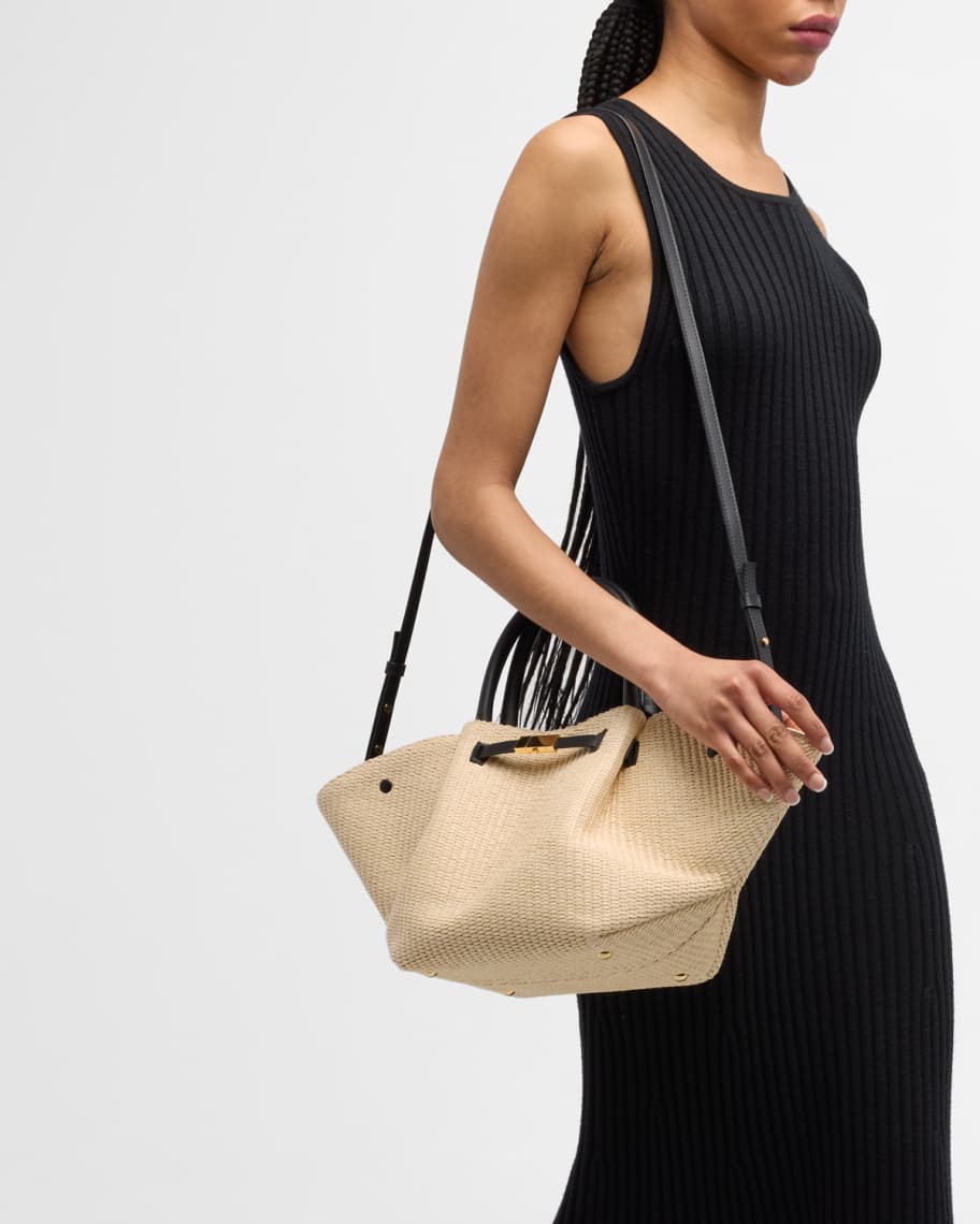 Image 2 of 6: New York Midi Raffia Top-Handle Bag