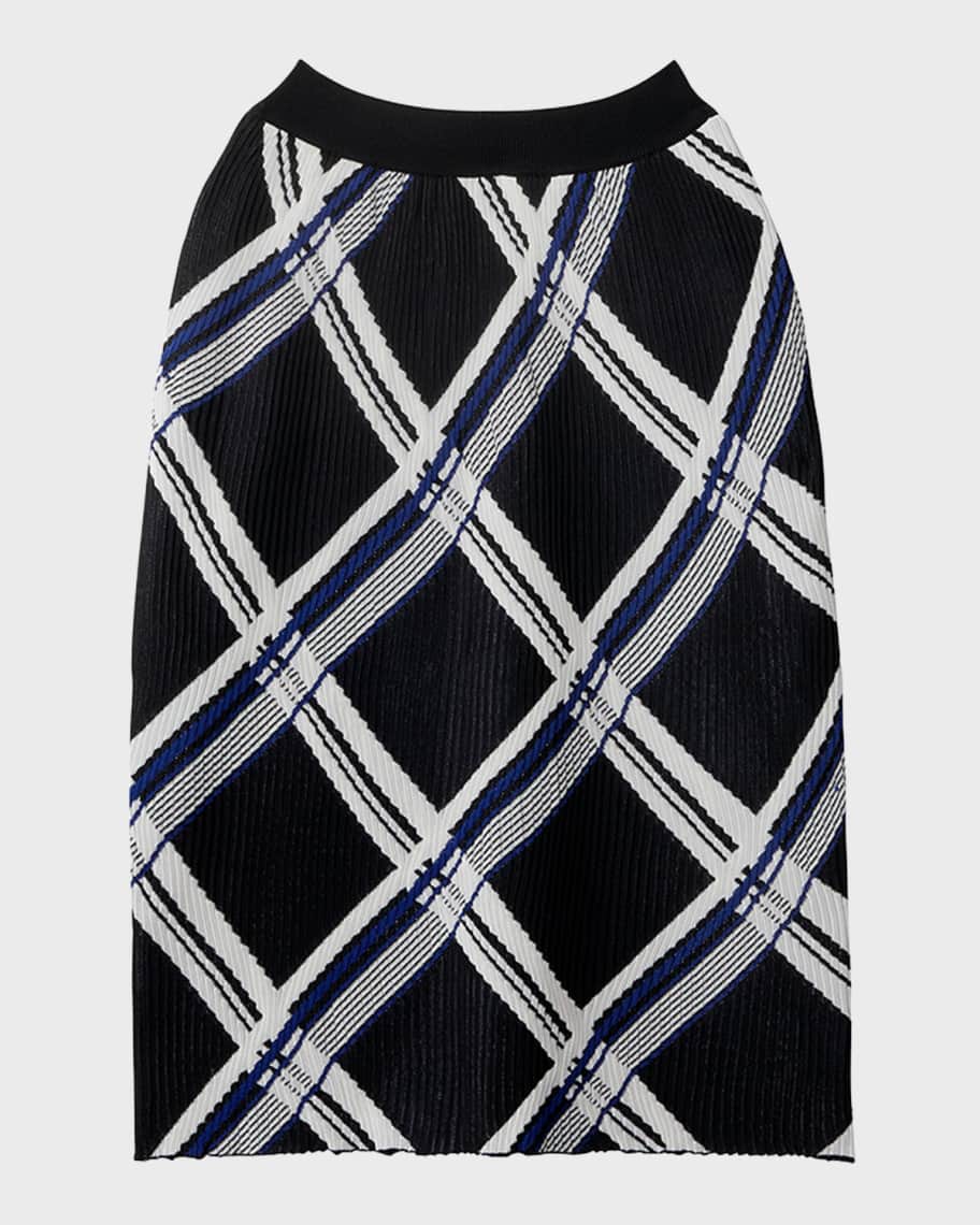 Burberry Check Pleated Silk Pull-On Skirt | Neiman Marcus