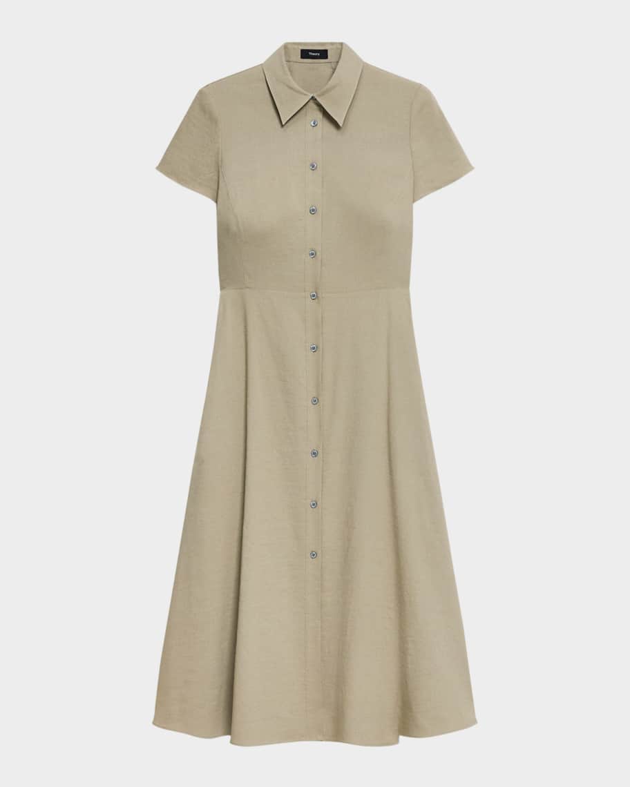 Theory｜DRESSES (Short-Sleeve A-Line Dress in Good Linen theory-short-sleeve-a-line-