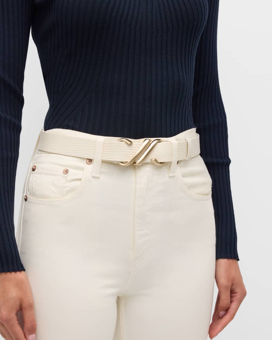 Image 2 of 2: Embossed Leather Monogram Belt