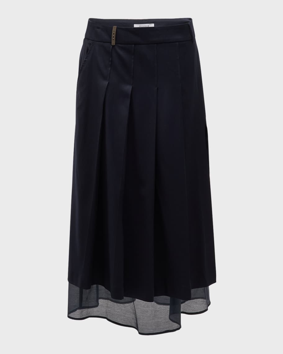 Peserico Pleated Layered A Line Midi Skirt Neiman Marcus
