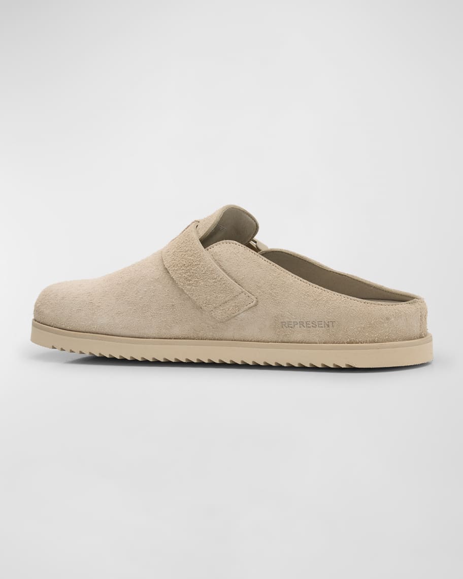 Image 3 of 6: Men's Initial Buckle Suede Mules