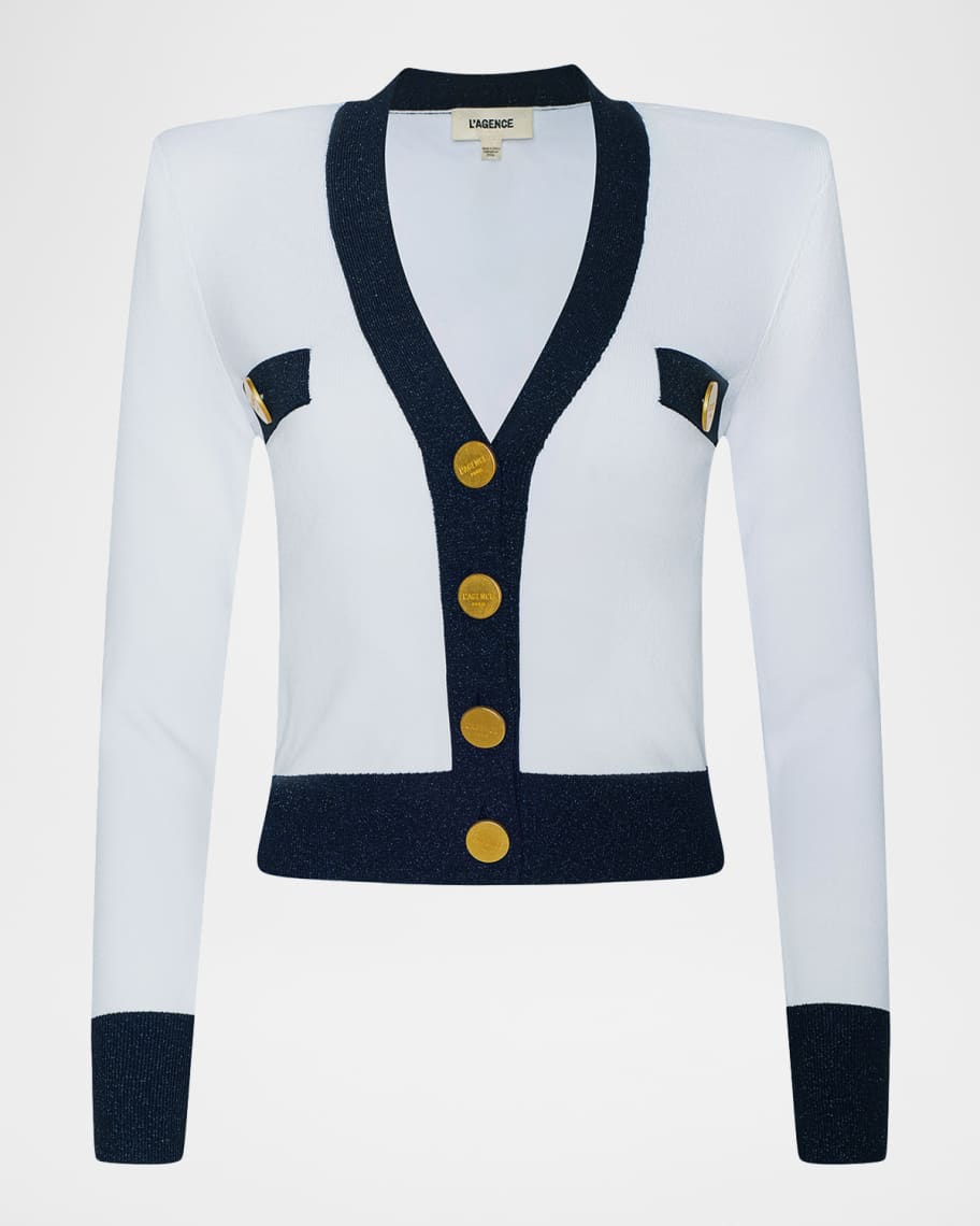 L'Agence Taya Cropped V-Neck Cardigan | Neiman Marcus