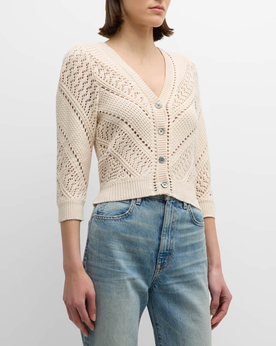 Vanessa Bruno Cinzia Mixed Stitch Cotton Cardigan Neiman Marcus