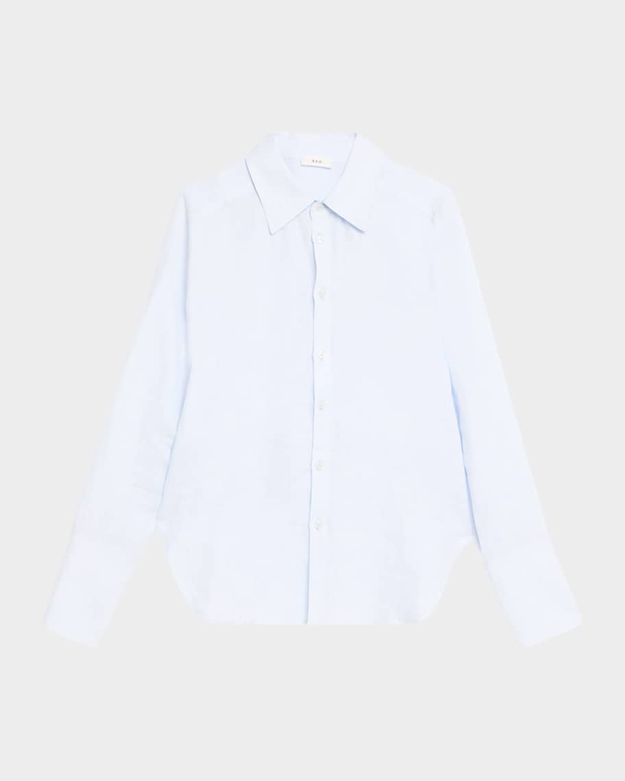 Aiden Navy Linen Blend Pocket Top