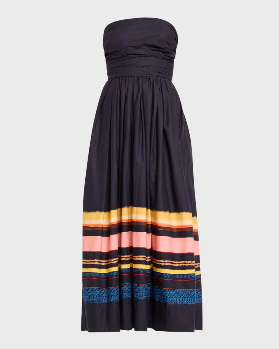 A.L.C. Tate Strapless Printed Midi Dress in Black Multi