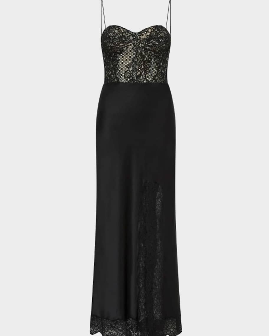 REBECCA VALLANCE Larisa Lace-Embellished Silk Corset Gown