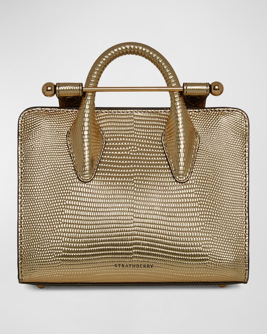 STRATHBERRY Nano Metallic Lizard-Embossed Tote Bag | Neiman Marcus