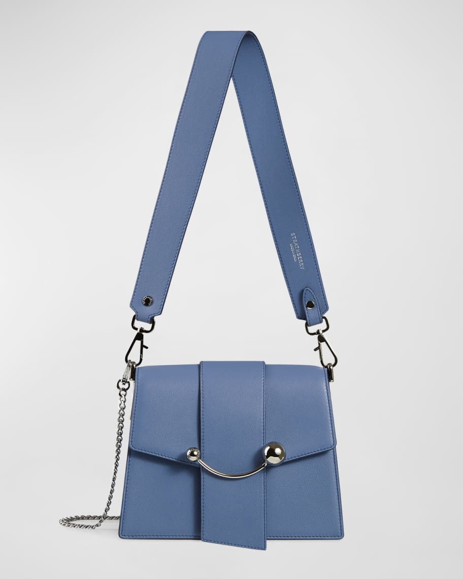 Image 1 of 5: Crescent Box Flap Leather Shoulder Bag