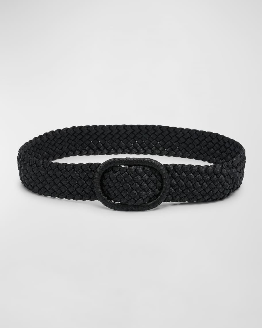 Toteme Wide Braided Nylon & Leather Belt | Neiman Marcus