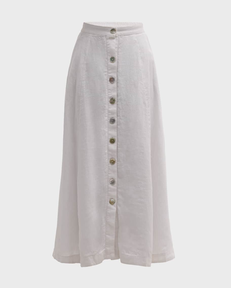 Image 2 of 6: Nicole Button-Down Linen Maxi Skirt