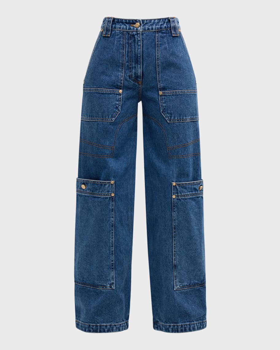 【YOURNUS】Info Wide Cargo Denim Acne Studios - Denim cargo trousers - Mid blue