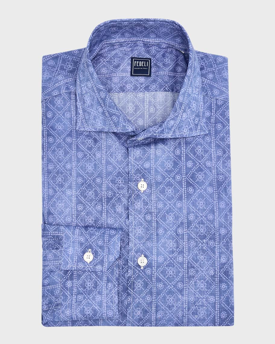 Image 1 of 2: Men's Sean Geometric Floral Dress Shirt