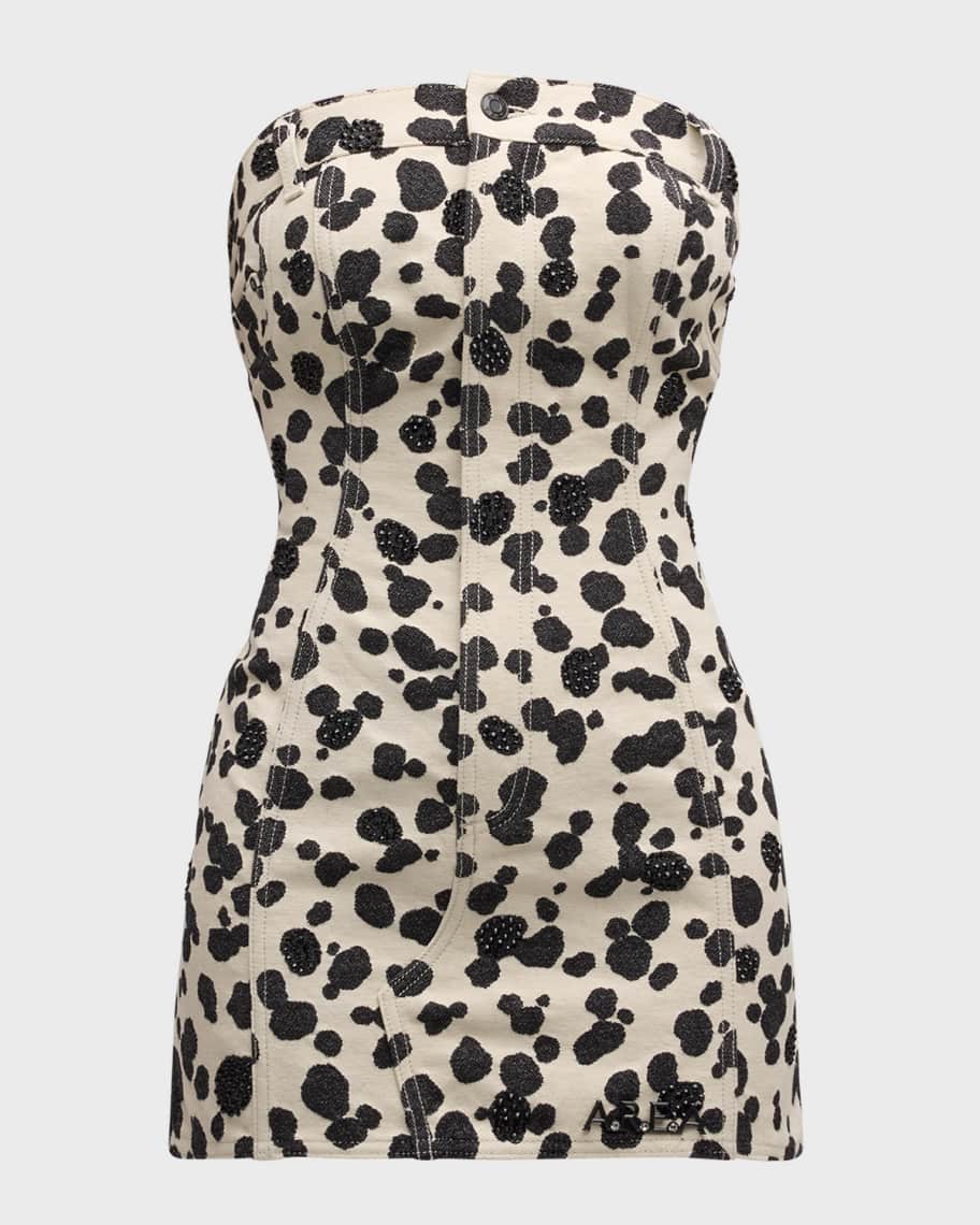Image 2 of 6: Embellished Dalmatian Denim Strapless Mini Dress