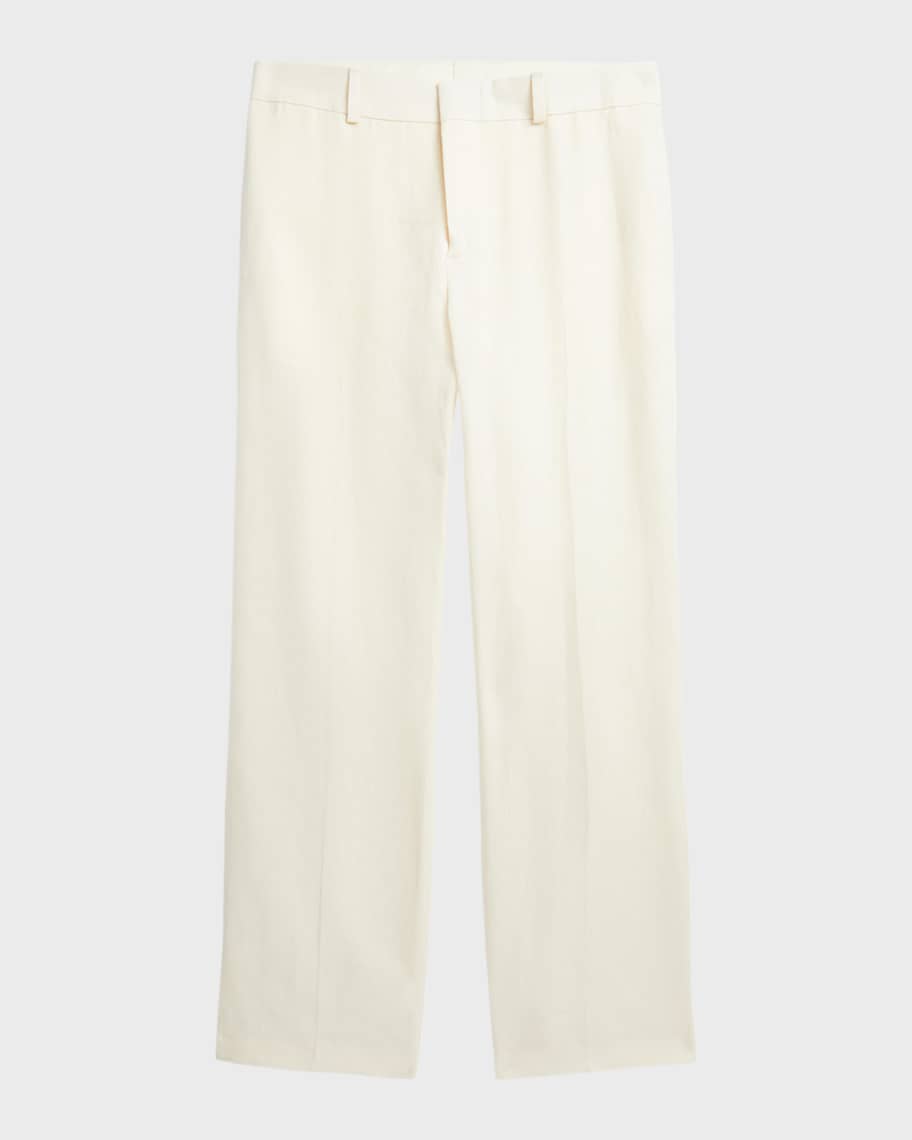 Image 1 of 2: Boy's Solid Linen Tailored Trousers, Size 8-16