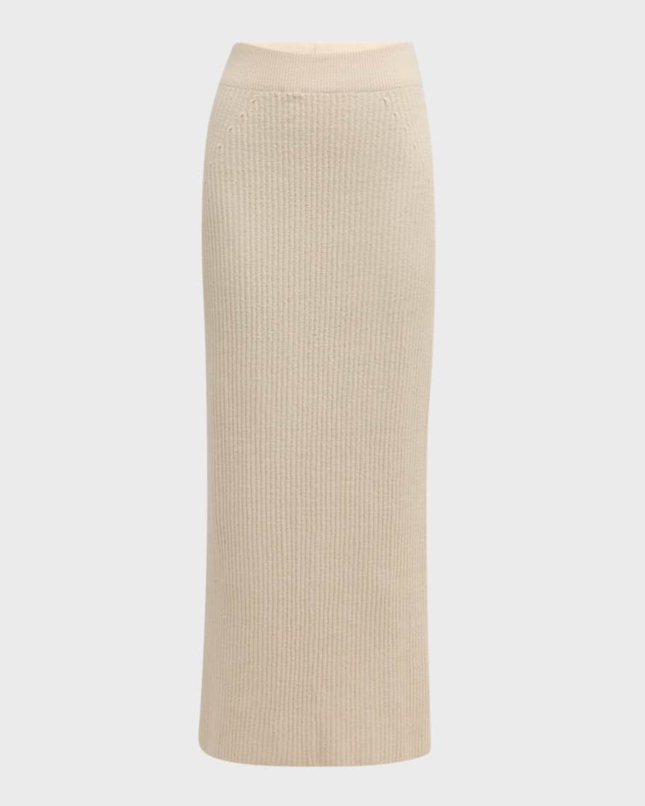 Image 1 of 6: Boucle Rib Knit Maxi Skirt