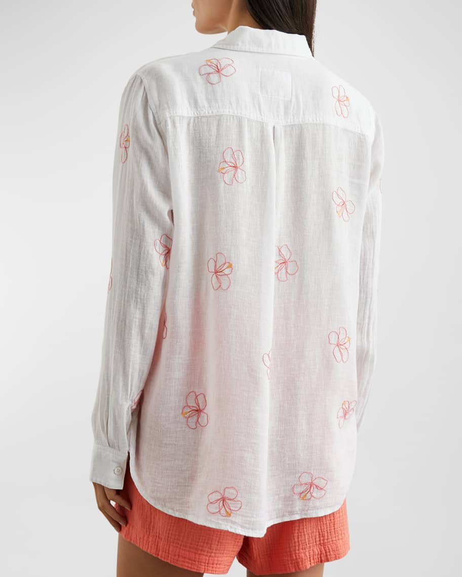 Image 2 of 3: Charli Hibiscus Embroidered Linen Shirt