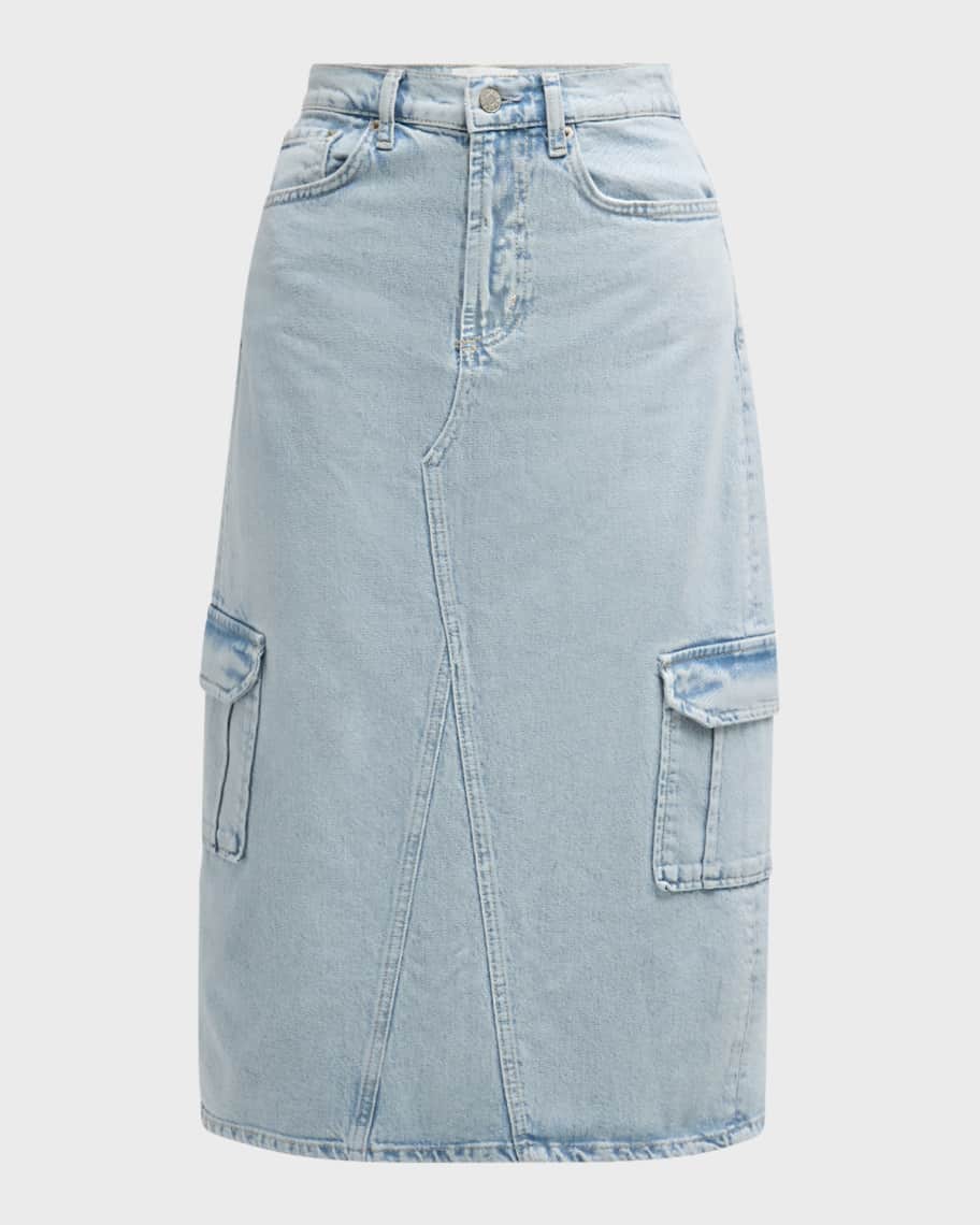 Image 1 of 6: Highland Cargo Denim Midi Skirt