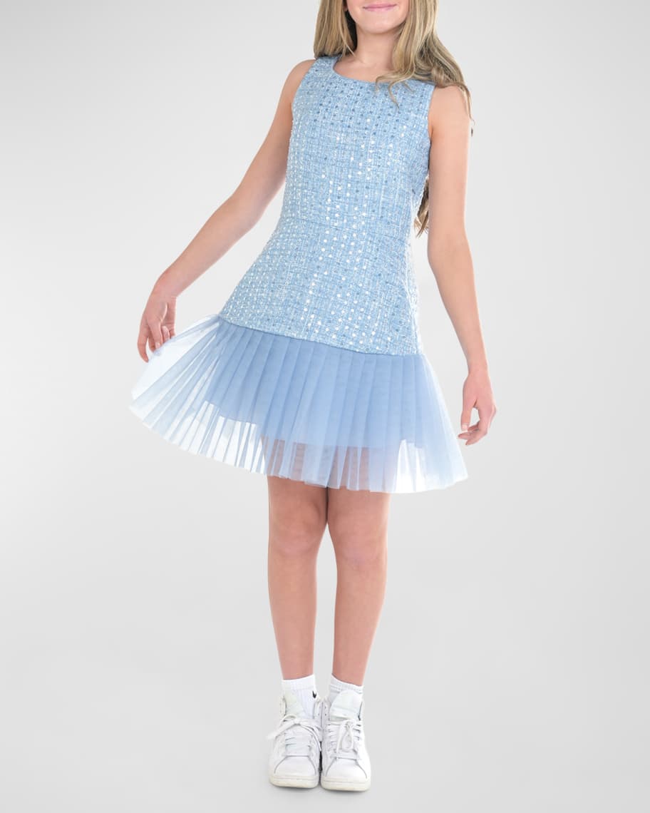 Zoe Girl's Crystal Tweed & Tulle Dress, Size 7-16 | Neiman Marcus