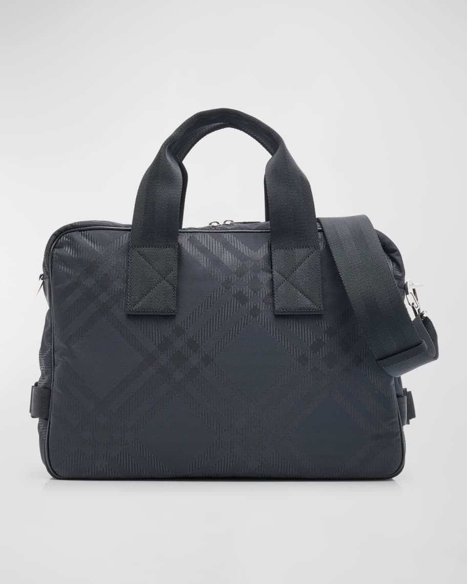 Burberry Men's Check Jacquard Briefcase Neiman Marcus