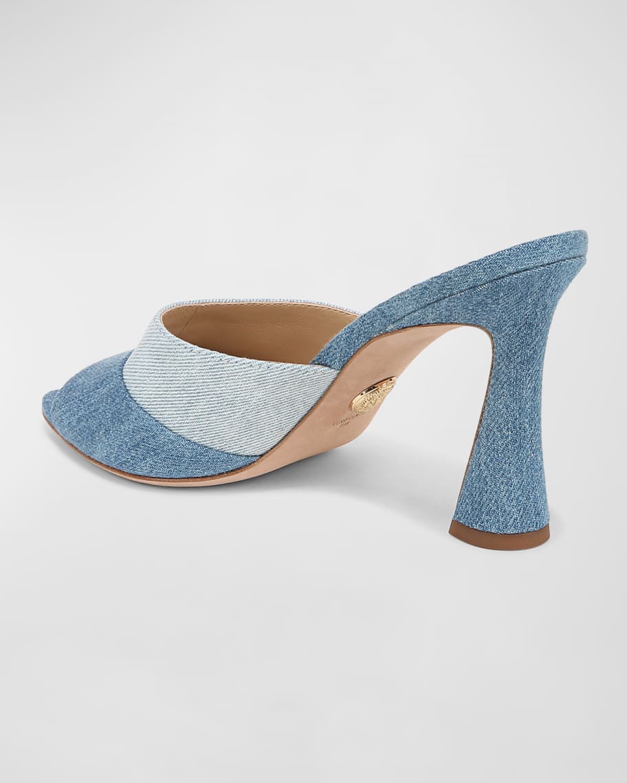 Image 2 of 4: Thora Bicolor Denim Mule Sandals