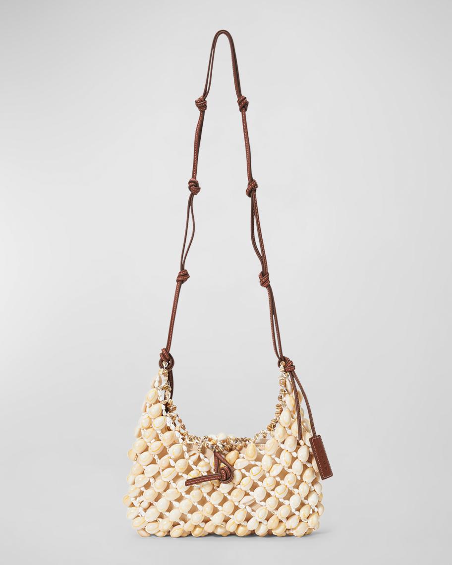 STAUD Vacanza Shell Raffia Shoulder Bag | Neiman Marcus