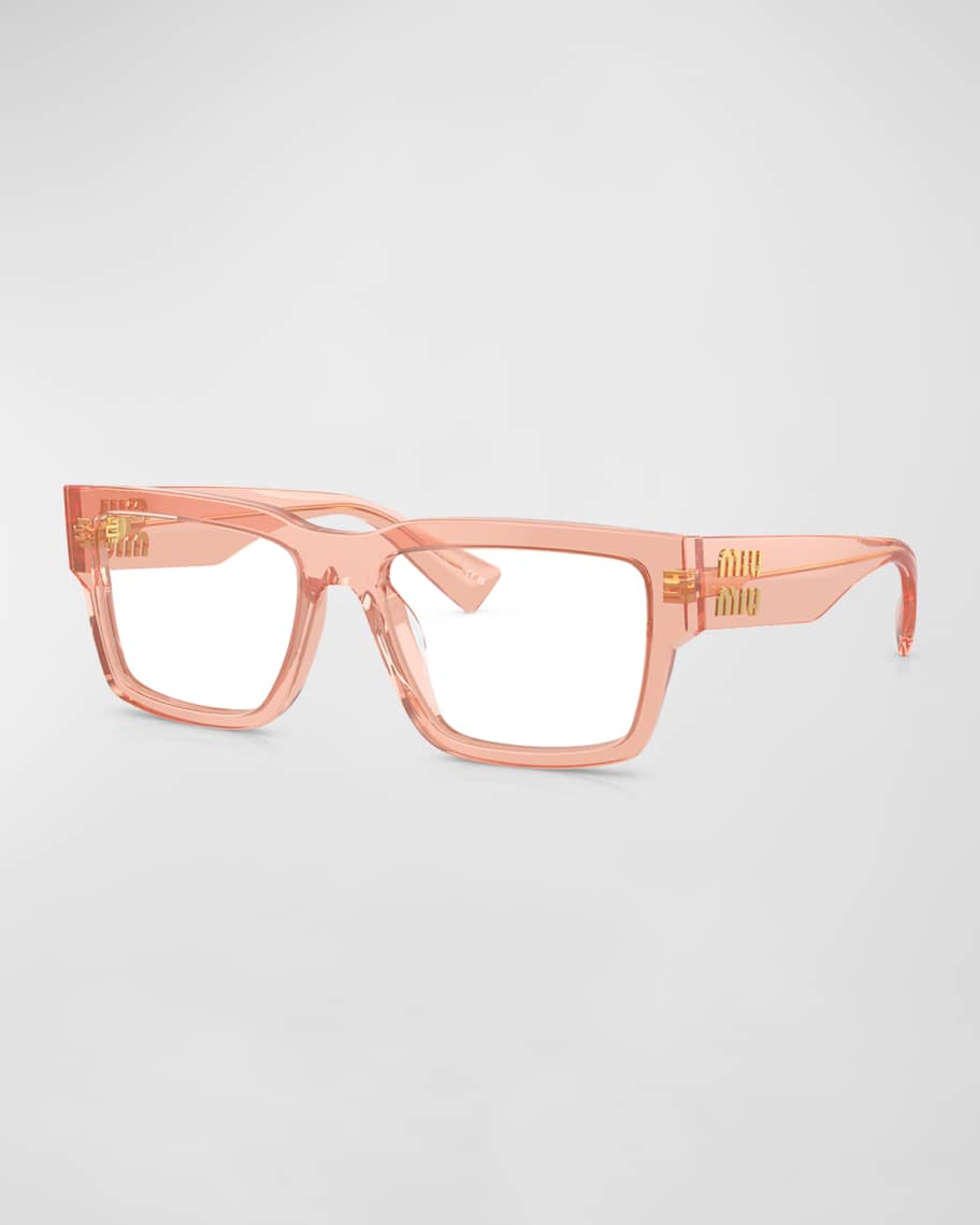 Miu Miu Transparent Acetate Rectangle Glasses | Neiman Marcus