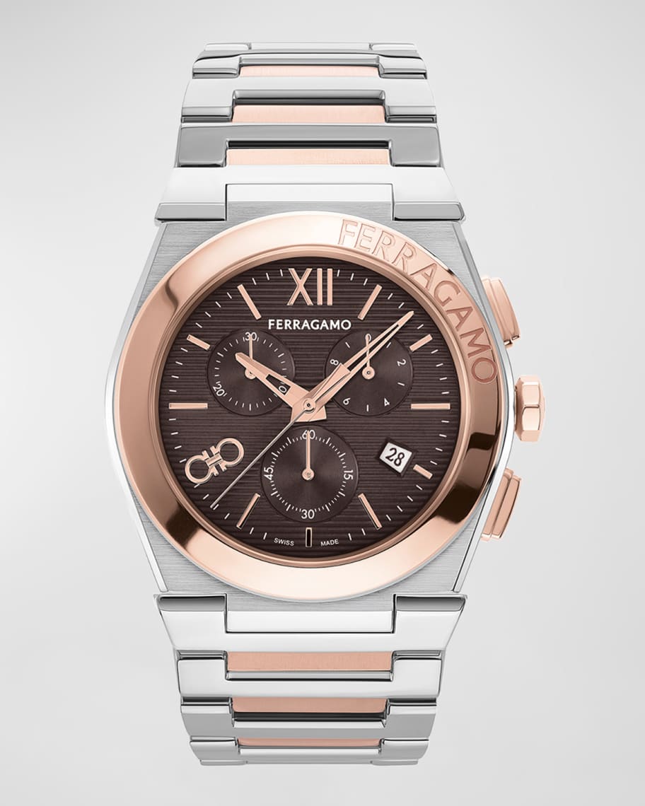 Men's Vega Chrono Two-Tone Bracelet Watch, 42mm